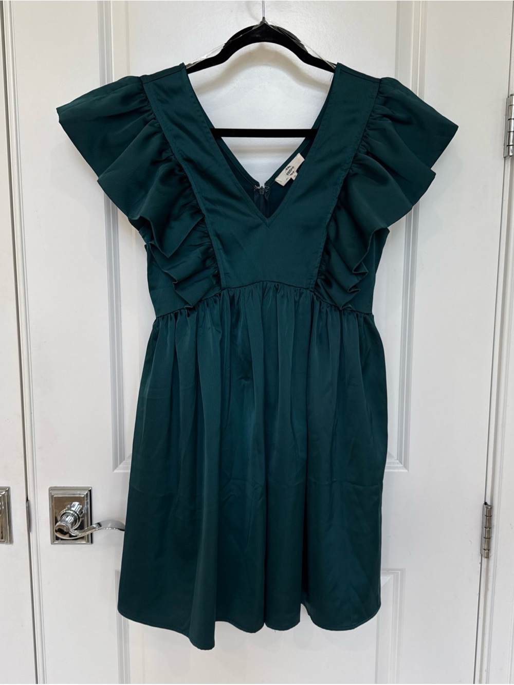 Entro forest green V‑Neck Mini Dress